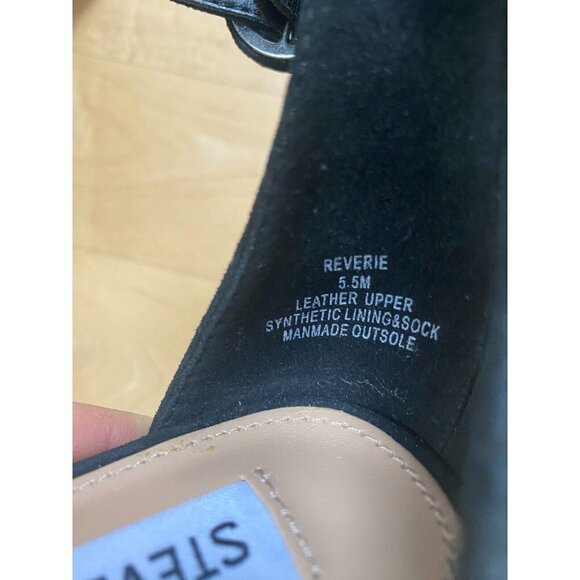 STEVE Madden BNWOT "Reverie" Black Suede Block Heel Sandals Sz 5.5 - Picture 7 of 7